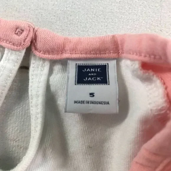 Janie & Jack Girls White and Pink Tee Long Sleeve Sweatshirts Pullover Top Kids - Picture 4 of 8